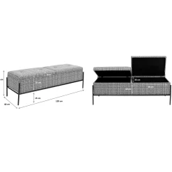 KARE Design Banquettes Rembourrées|Banquette Buttons Storage Noir-Blanc Gm