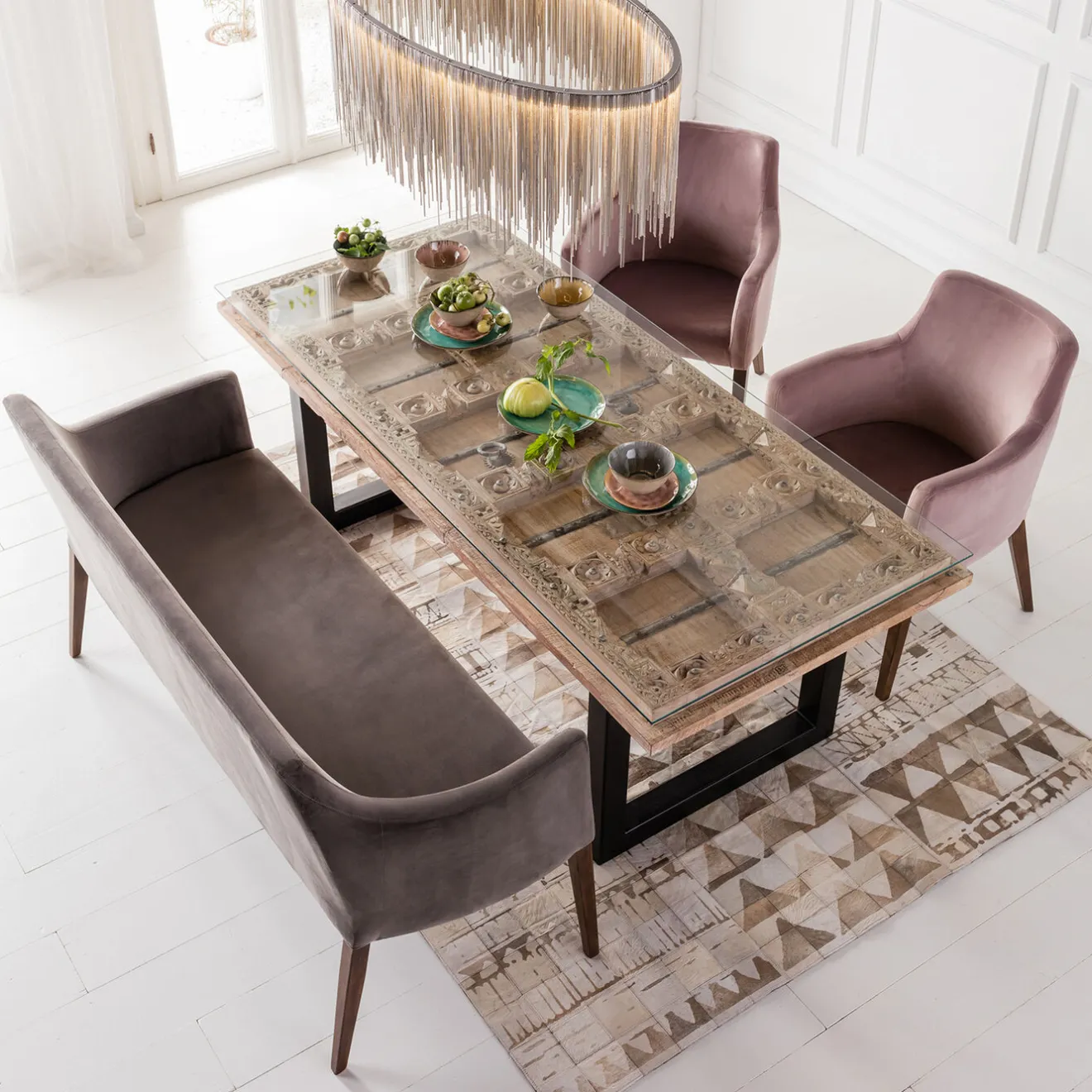 KARE Design Bancs Pour Tables De Repas|Banquette Mode Velours Gris