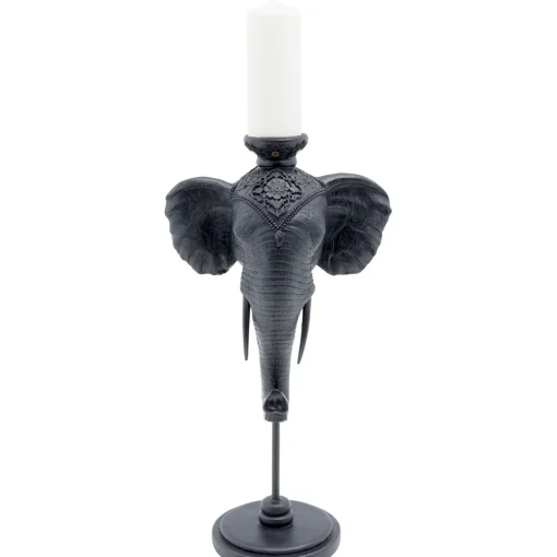 KARE Design Bougeoirs|Bougeoir Elephant Head Noir 49Cm