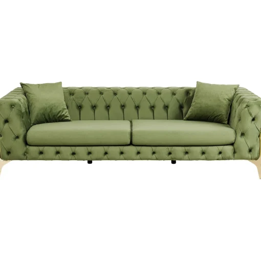 KARE Design 3 Places|Canapés Bellissima 3-Places Velours Vert 240Cm
