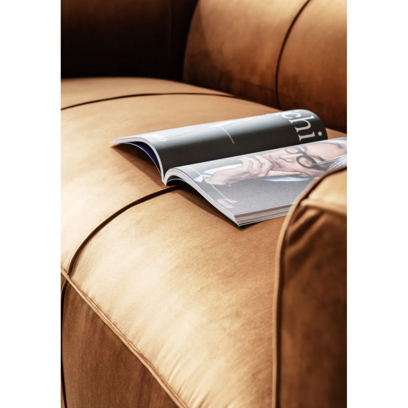 KARE Design 3 Places|Canapés Cubetto 3-Places Velours Marron 220Cm