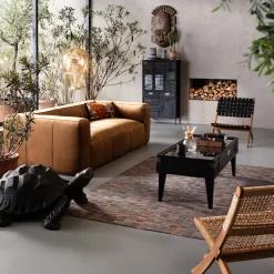 KARE Design 3 Places|Canapés Cubetto 3-Places Velours Marron 220Cm