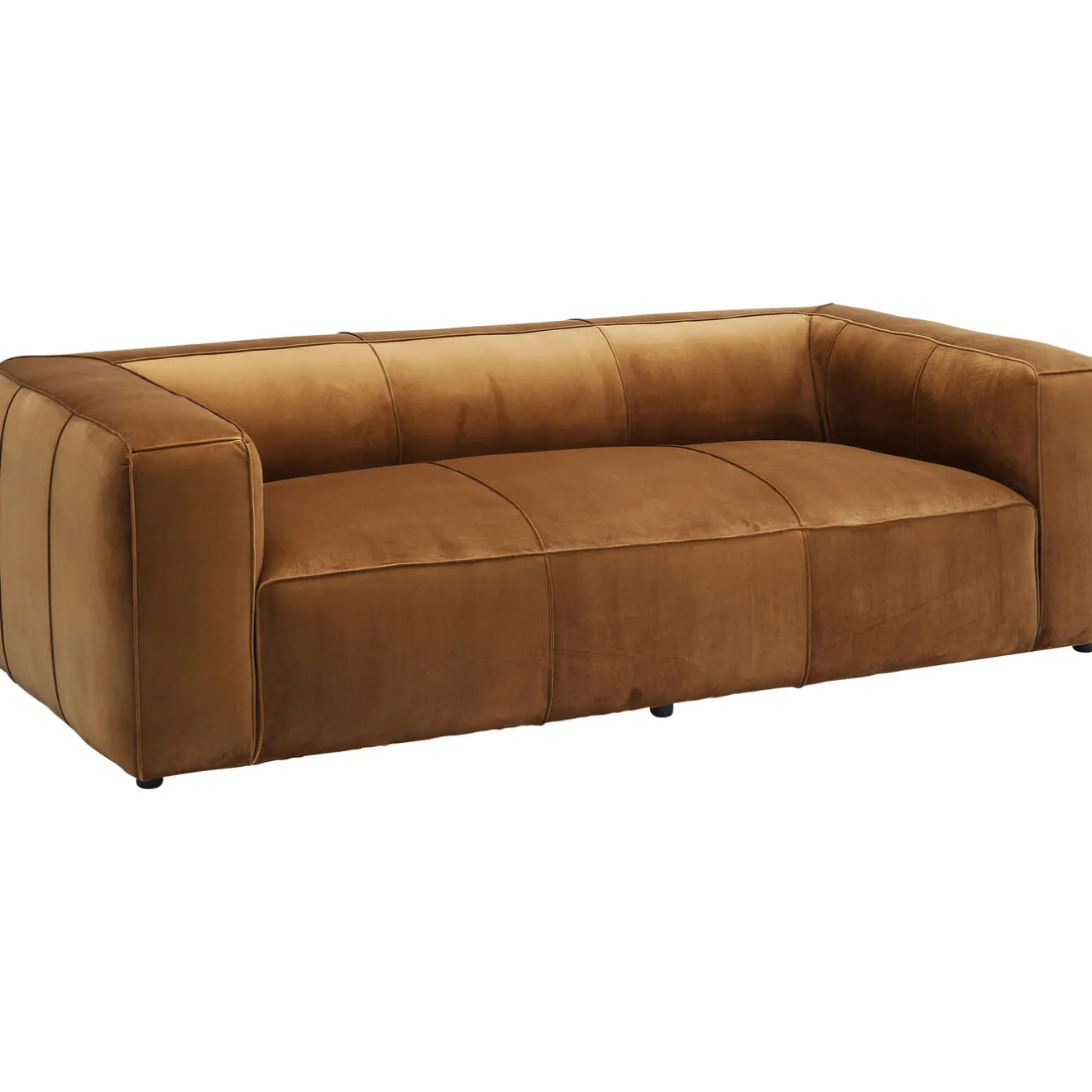 KARE Design 3 Places|Canapés Cubetto 3-Places Velours Marron 220Cm