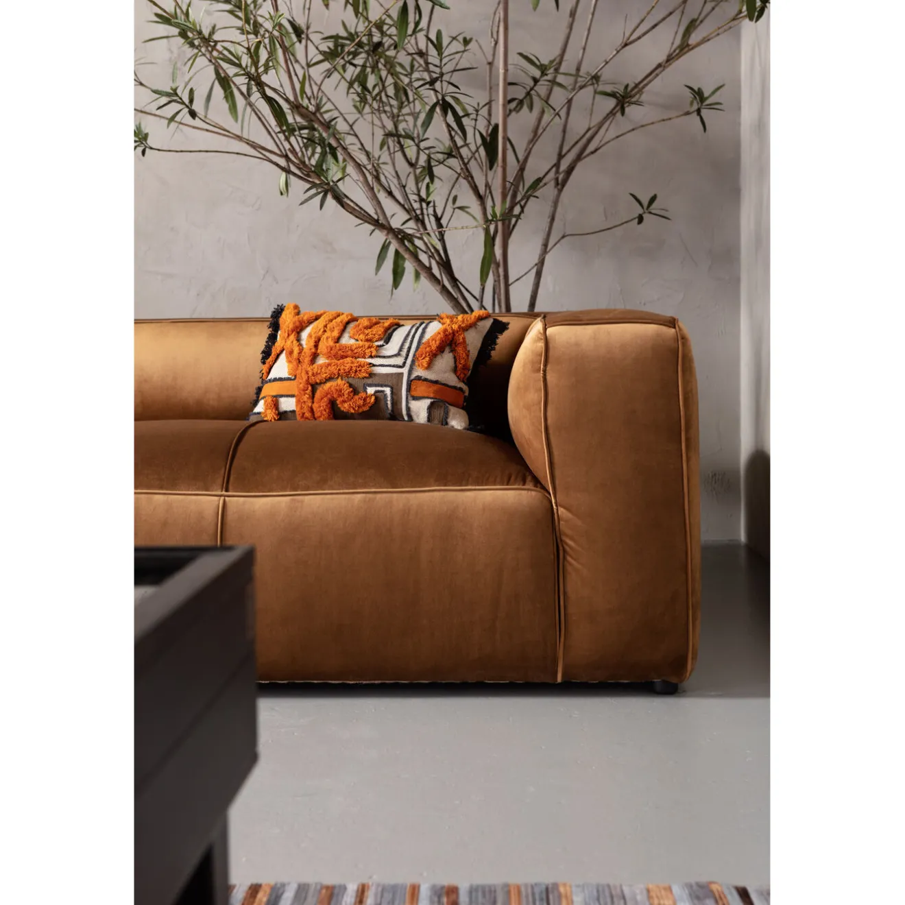 KARE Design 3 Places|Canapés Cubetto 3-Places Velours Marron 220Cm