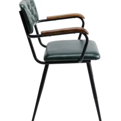 KARE Design Chaises Avec Accoudoirs|Chaise A. Acc. Salsa.Cuir Vert Fonce