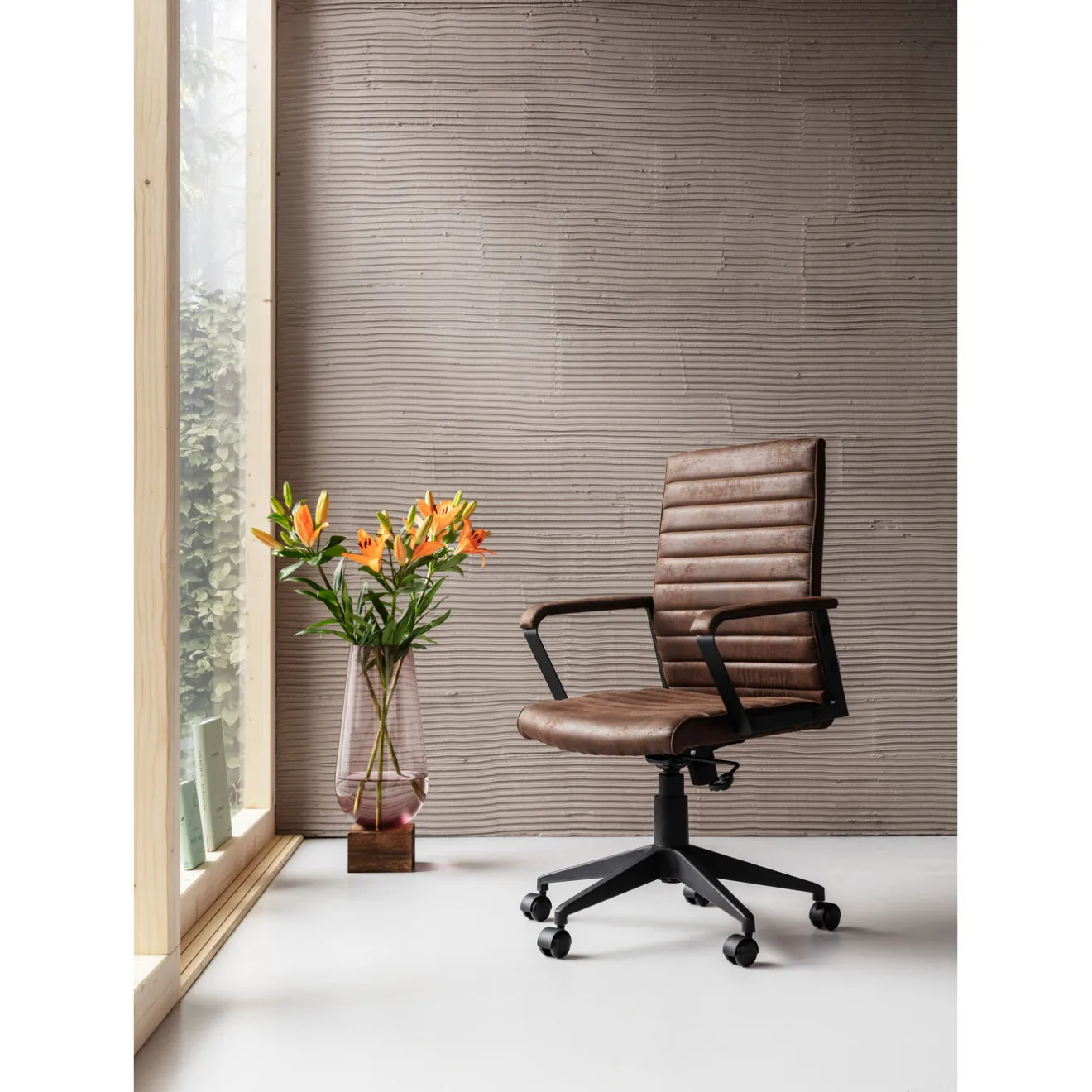 KARE Design Chaise De Bureau|Chaise De Bureau Pivotante Labora Marron