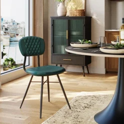 KARE Design Chaises|Chaise Samba Cuir Vert Fonce