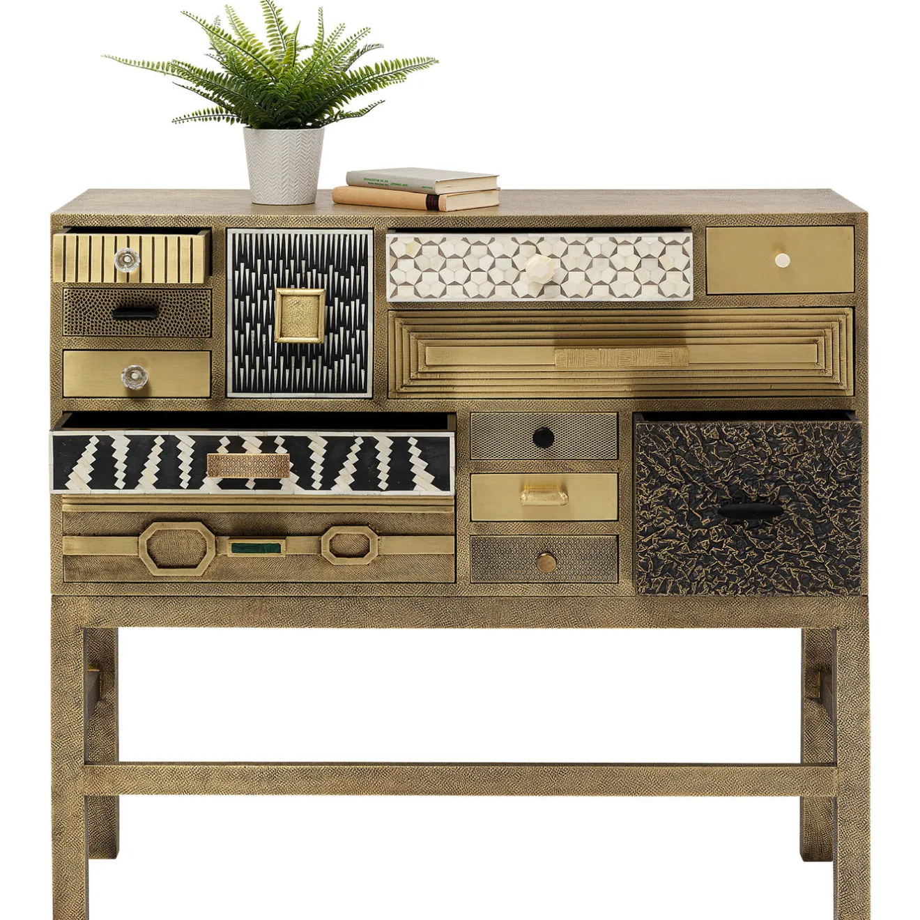 KARE Design Buffets Hauts|Commode Haute Chalet Dore 13 Tiroirs