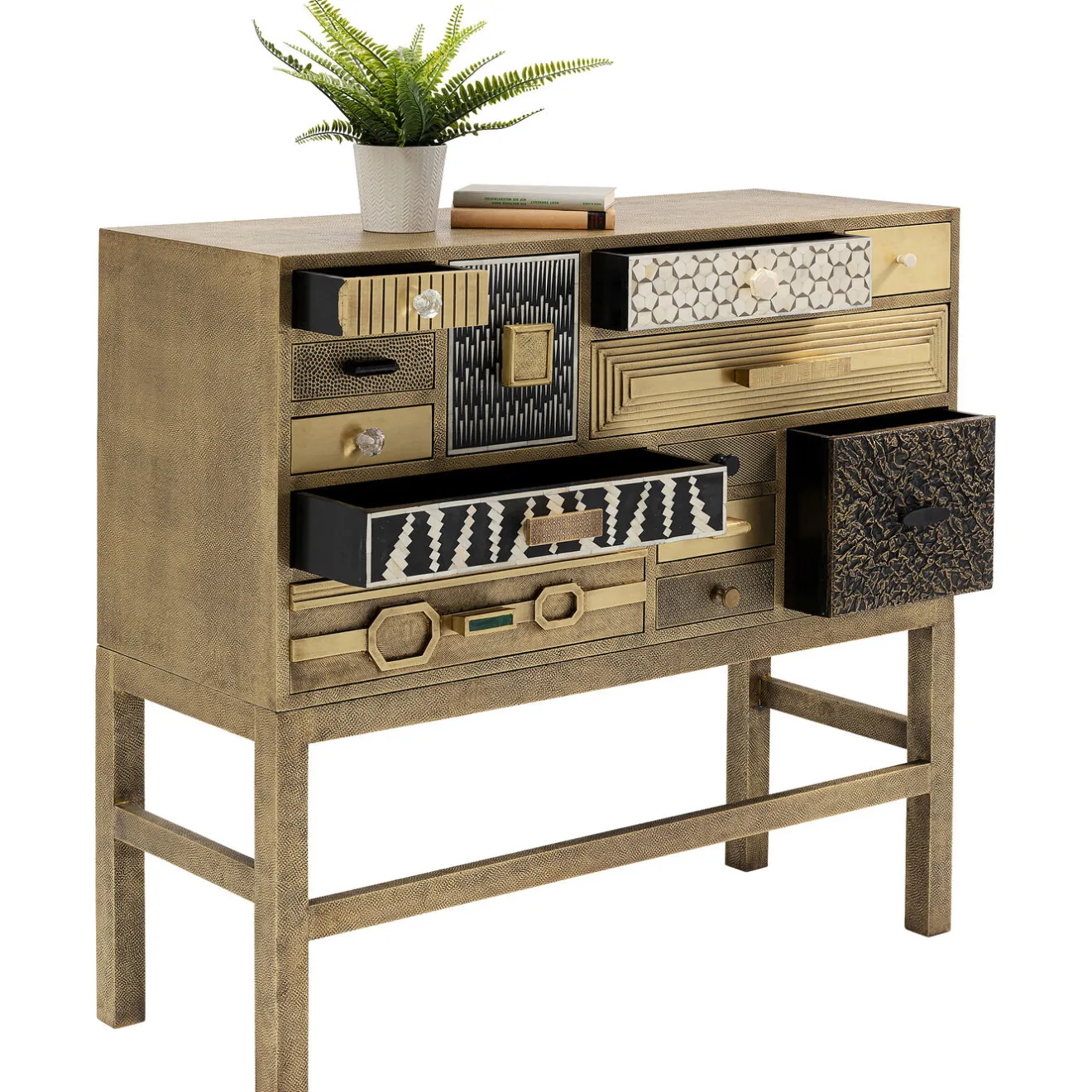 KARE Design Buffets Hauts|Commode Haute Chalet Dore 13 Tiroirs