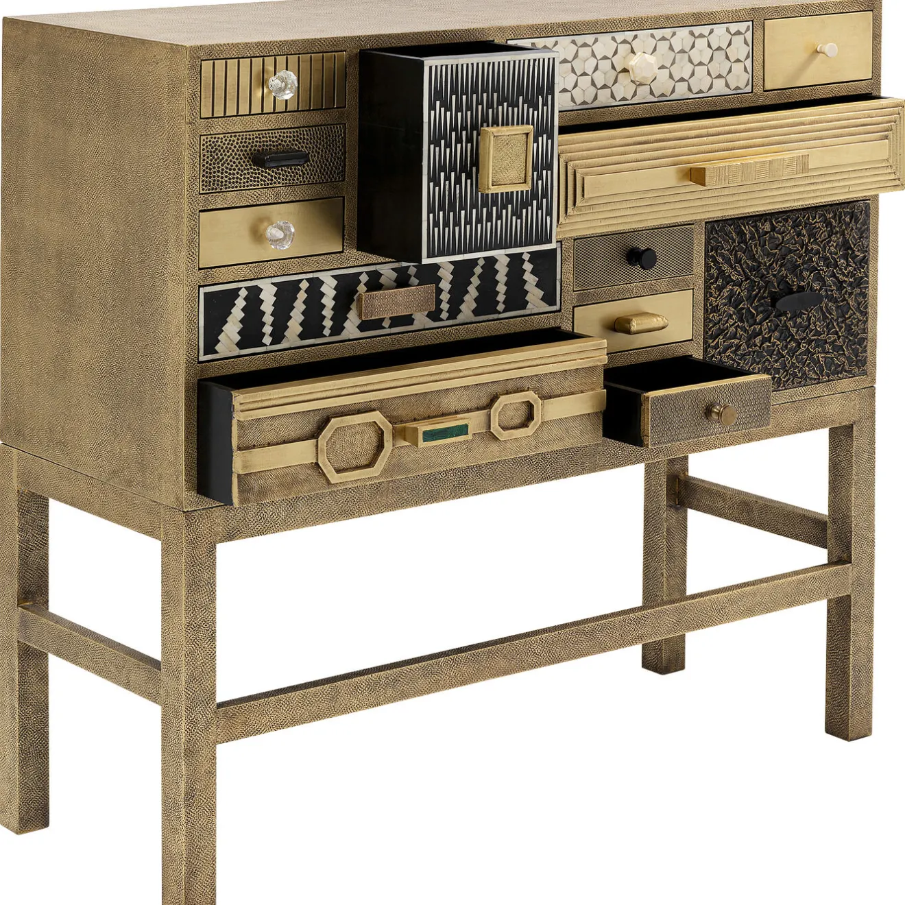 KARE Design Buffets Hauts|Commode Haute Chalet Dore 13 Tiroirs