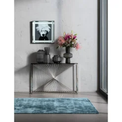 KARE Design Consoles|Console Laser Argente-Verre Clair 120X40