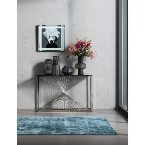 KARE Design Consoles|Console Laser Argente-Verre Clair 120X40