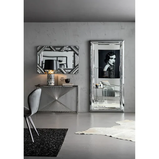 KARE Design Consoles|Console Laser Argente-Verre Clair 120X40