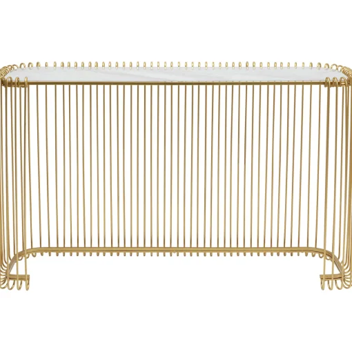 KARE Design Consoles|Console Wire Verre Marbre Dore 142X89Cm
