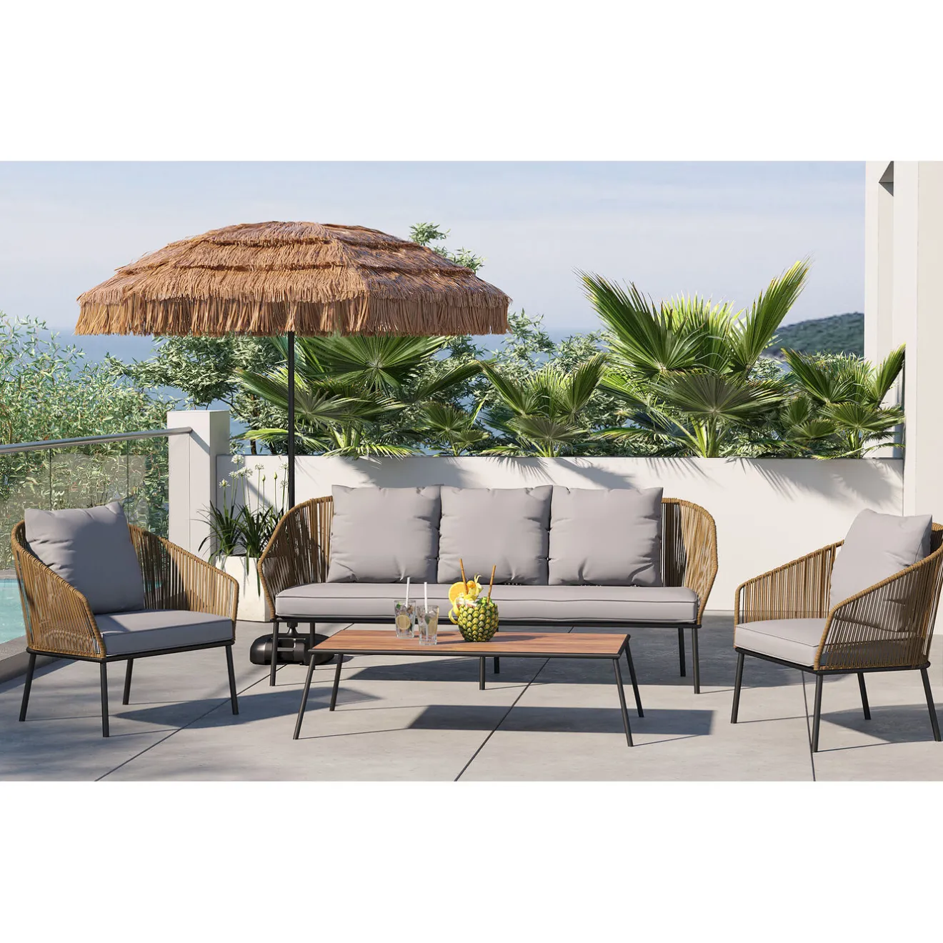KARE Design Mobilier Lounge|Ensemble De Sieges Elba Nature Cinque (4-Pcs)