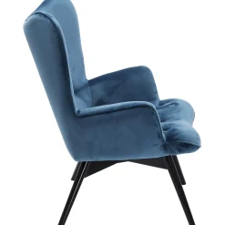 KARE Design Fauteuils À Oreilles|Fauteuil Black Vicky Velours Petrole