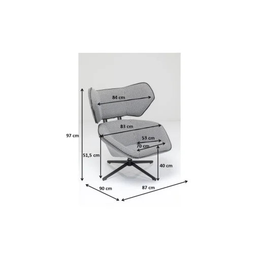 KARE Design Fauteuils Pivotants|Fauteuil Pivotant Toledo Noir-Blanc