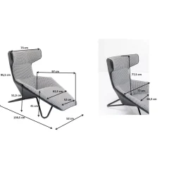 KARE Design Fauteuils Relax|Fauteuil Relax Granada Noir-Blanc