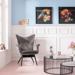 KARE Design Fauteuils À Oreilles|Fauteuil Tudor Velvet Gris-Argente