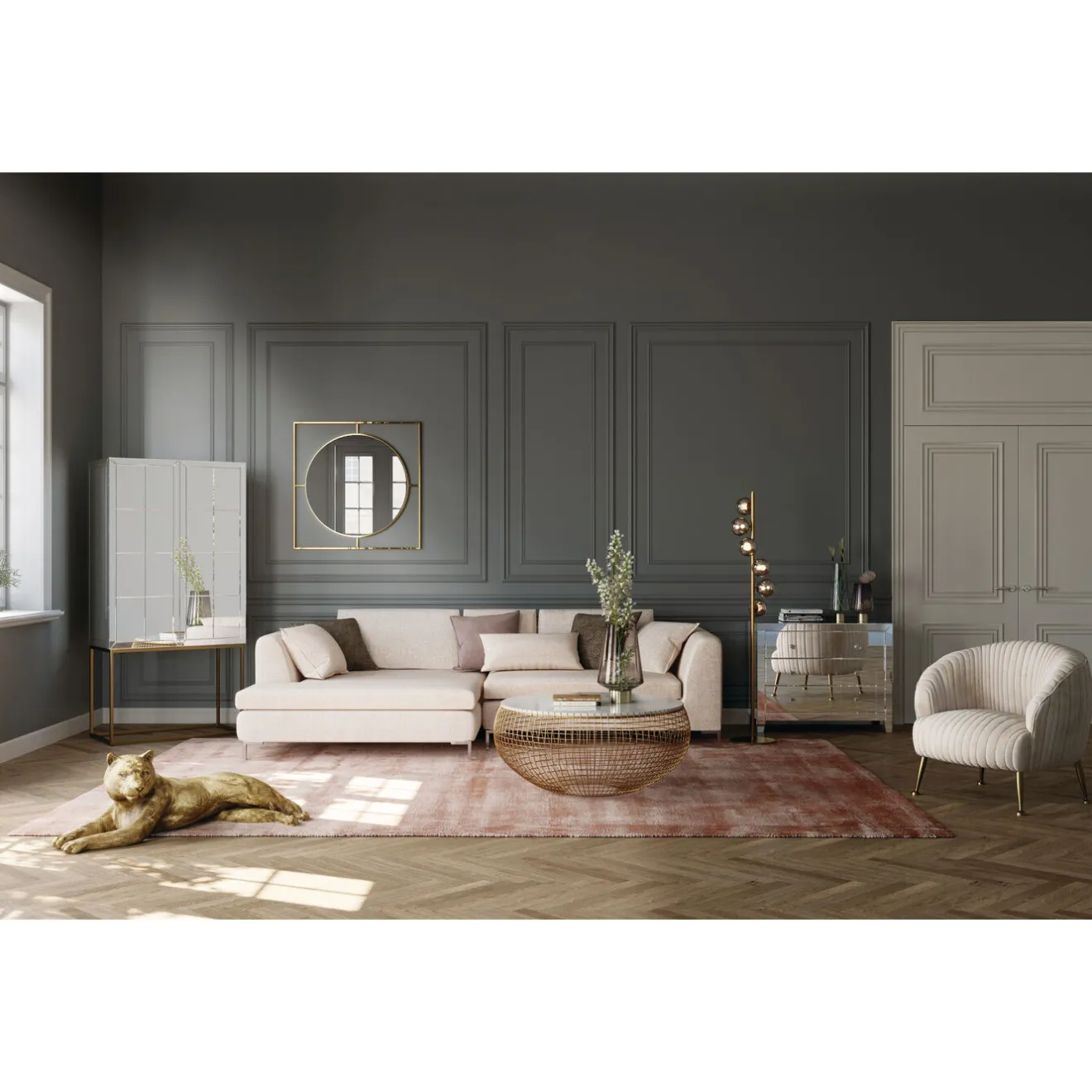 KARE Design Figurines Décoratives|Figurine Décorative Lion Dore 113Cm