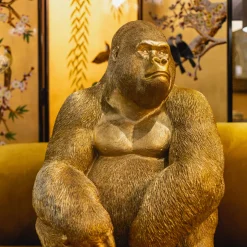 KARE Design Figurines Décoratives|Figurine Décorative Monkey Gorilla Side Dore 76Cm
