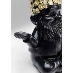 KARE Design Figurines Décoratives|Figurine Décorative Nain Meditation Noir-Dore 19Cm