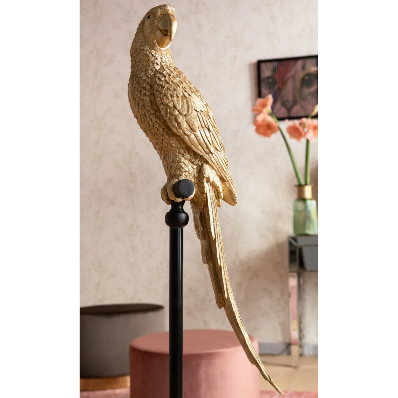 KARE Design Figurines Décoratives|Figurine Décorative Parrot Dore 116Cm