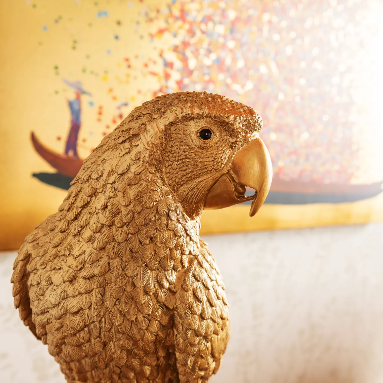 KARE Design Figurines Décoratives|Figurine Décorative Parrot Dore 116Cm