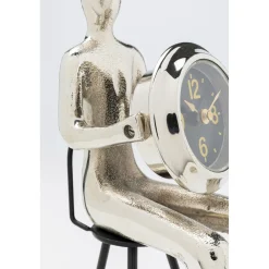 KARE Design Horloges De Table|Horloge A Poser Sitting Man Argente 12X31Cm