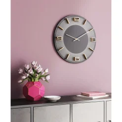 KARE Design Horloges Murales|Horloge Murale Leonardo Gris/Dore O49Cm