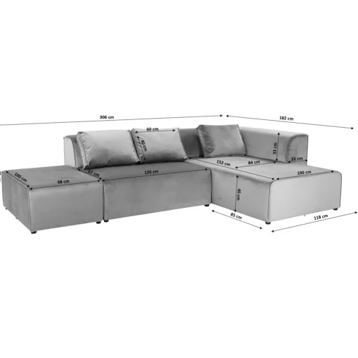 KARE Design Éléments De Canapés|Infinity Éléments Meridienne Gauche Gris