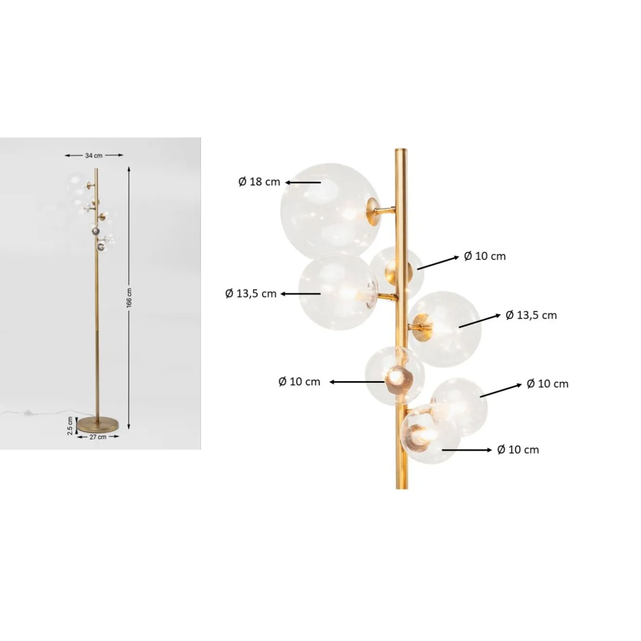 KARE Design Lampadaires|Lampadaire Bello Sette 162Cm