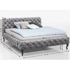 KARE Design Lits Rembourres|Lit Desire Velvet Silver Grey 160X200 Cm