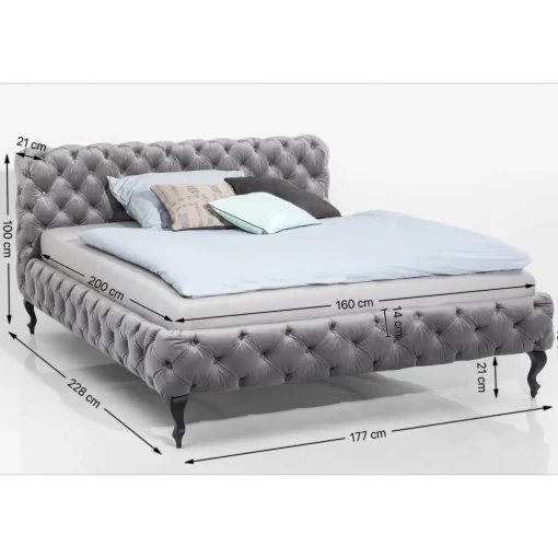 KARE Design Lits Rembourres|Lit Desire Velvet Silver Grey 160X200 Cm