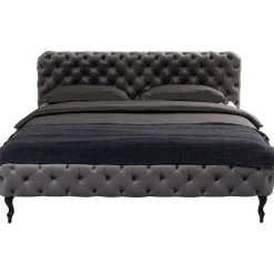 KARE Design Lits Rembourres|Lit Desire Velvet Silver Grey 160X200 Cm