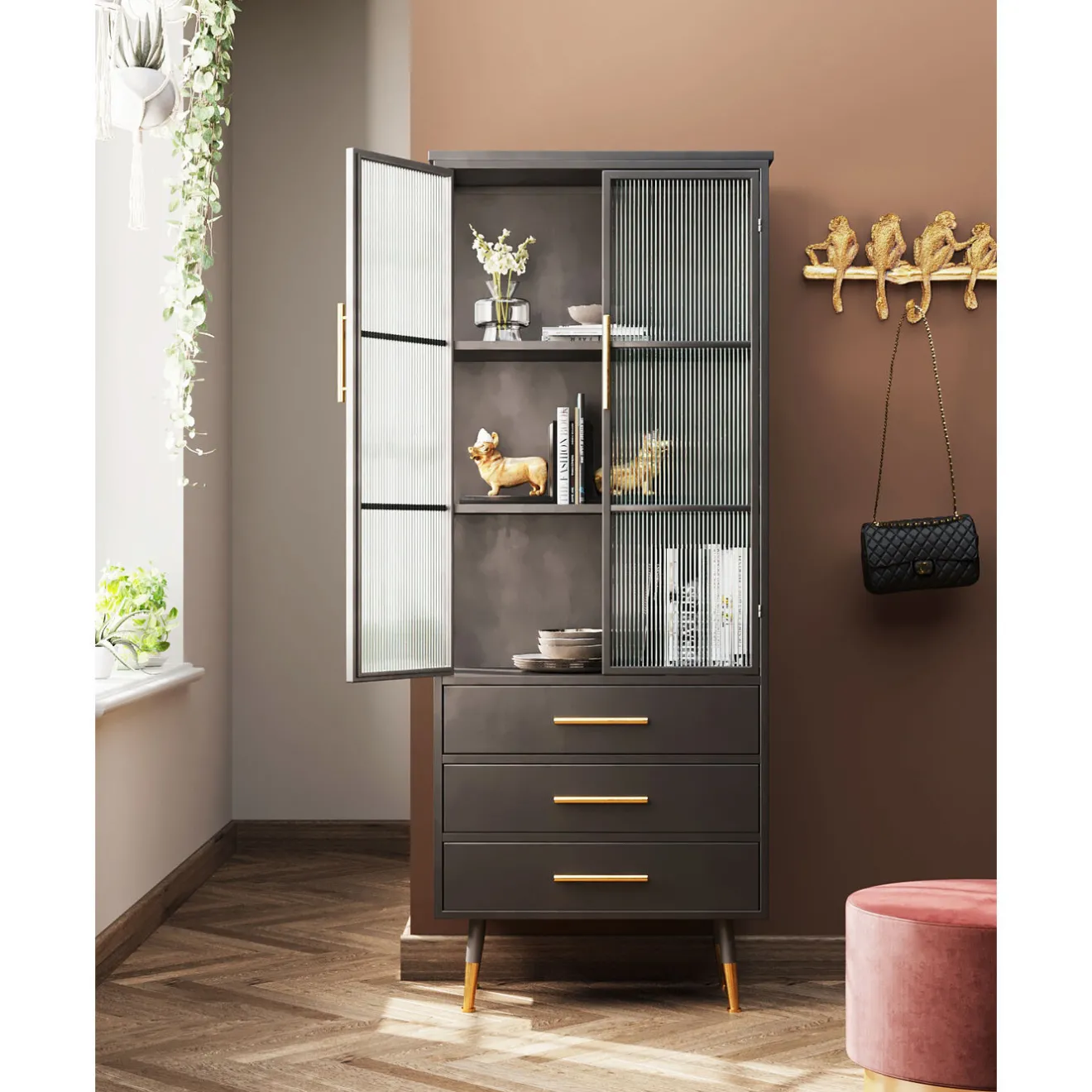 KARE Design Vitrines|Meuble Haut La Gomera 2-Portes/3-Tiroirs