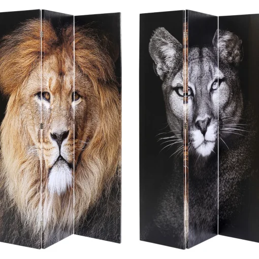 KARE Design Paravents|Paravent King Lion Vs Cat Girl 120X180