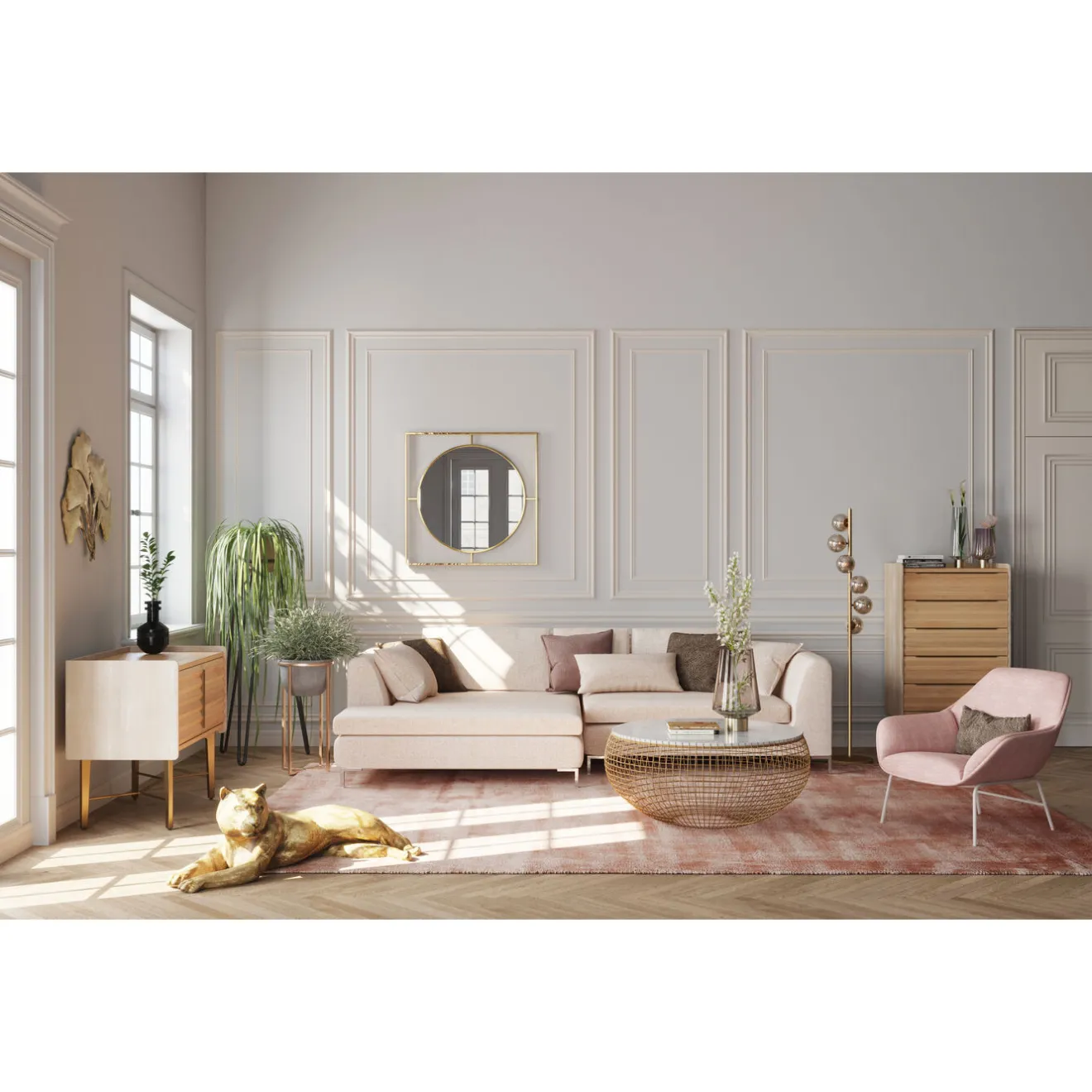 KARE Design Tables Basses|Table Basse Cesta Marble Dore O100Cm