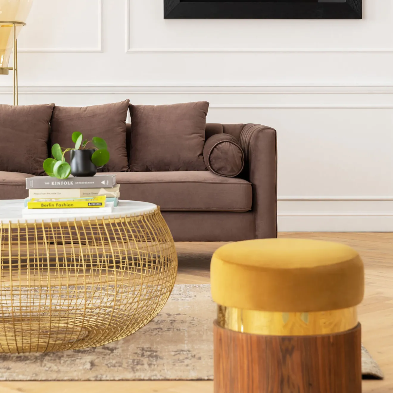 KARE Design Tables Basses|Table Basse Cesta Marble Dore O100Cm