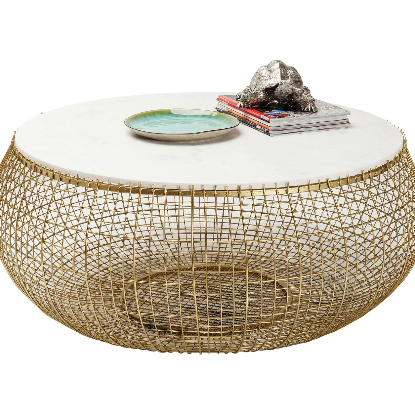 KARE Design Tables Basses|Table Basse Cesta Marble Dore O100Cm
