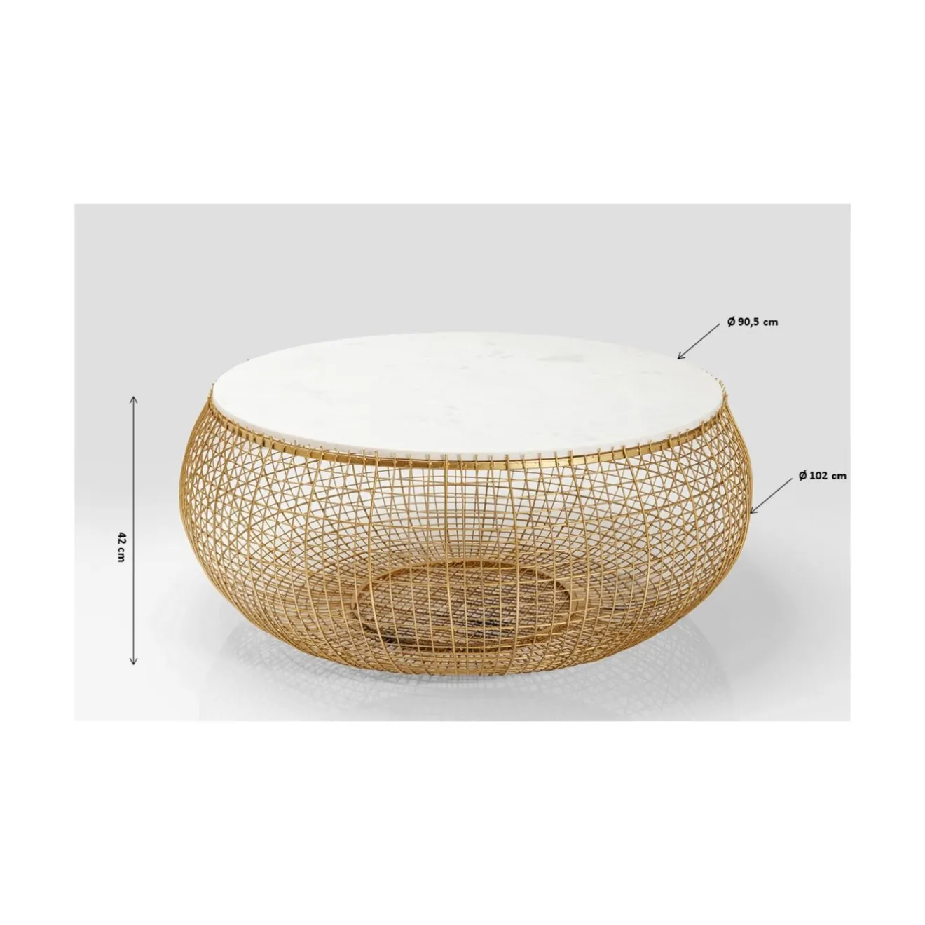 KARE Design Tables Basses|Table Basse Cesta Marble Dore O100Cm