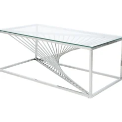 KARE Design Tables Basses|Table Basse Laser Argente-Verre Clair 120X60Cm
