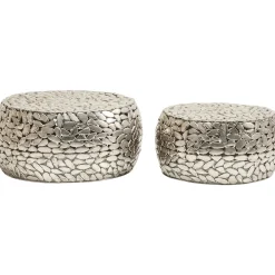 KARE Design Tables Basses|Table Basse Pebbles Deluxe Argente (Jeu De 2)