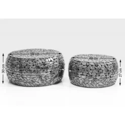 KARE Design Tables Basses|Table Basse Pebbles Deluxe Argente (Jeu De 2)