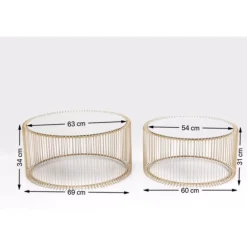 KARE Design Tables Basses|Table Basse Wire Laiton (2/Set)