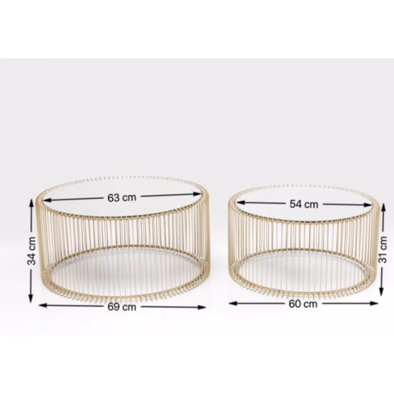 KARE Design Tables Basses|Table Basse Wire Laiton (2/Set)