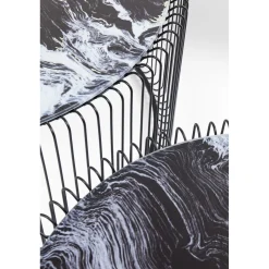 KARE Design Tables Basses|Table Basse Wire Noir/Verre Décor Marbre (2/Set)