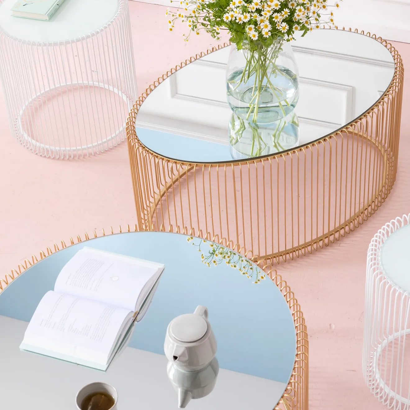 KARE Design Tables Basses|Table Basse Wire Uno Laiton 60X90Cm