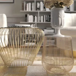 KARE Design Tables D'Appoint|Table D Appoint Beam Marbre Blanc-Laiton O32Cm