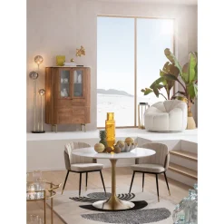 KARE Design Tables À Manger|Table Invitation Blanc-Laiton O120Cm